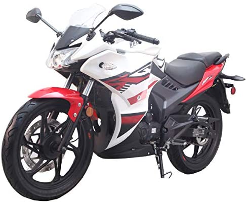 200cc Adult Motorcycle Gas Motorcycle Moped Scooter Lifan KPR 200 Assembled (White/Black)