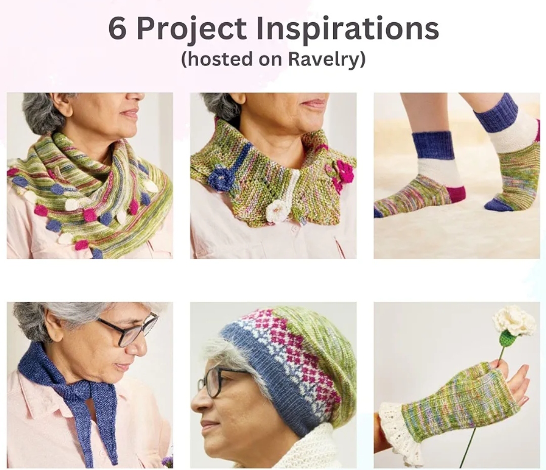 KnitPro Sweet Affair Knitting Set Includes 5 x 4.5in. Interchangeable Tips, 5 x 6in. Double Point Sets, 4 Skeins Terra Yarn (175gr), 6 Project Inspirations, 2 Cases Bundled with 1 Artsiga Crafts Bag - Image 2