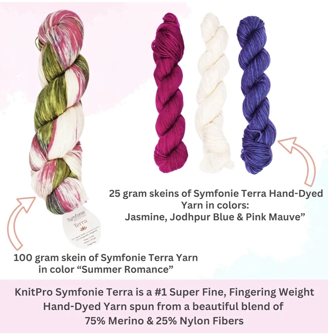 KnitPro Sweet Affair Knitting Set Includes 5 x 4.5in. Interchangeable Tips, 5 x 6in. Double Point Sets, 4 Skeins Terra Yarn (175gr), 6 Project Inspirations, 2 Cases Bundled with 1 Artsiga Crafts Bag - Image 3