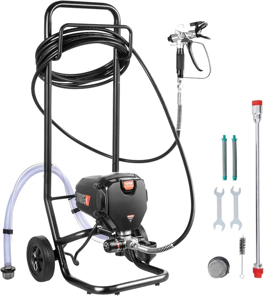 VEVOR Rollable Airless Paint Sprayer, 750W, 3000psi, High Efficiency Electric Sprayer, Paint Sprayers, Spray Painting Machine, High Pressure Airless Paint Spray System with 15m Hose Length